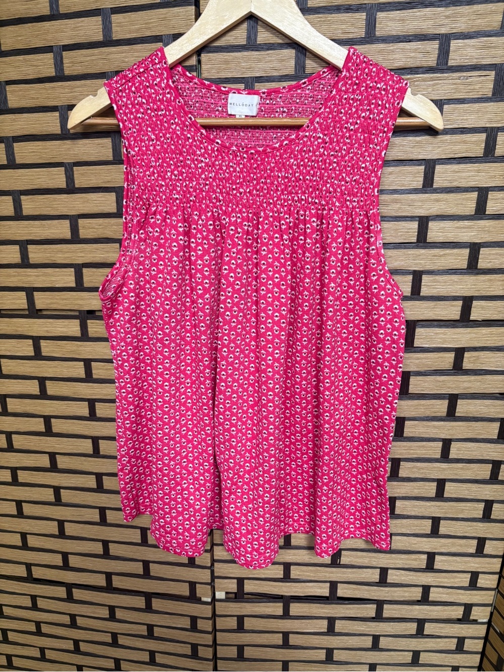 Melloday pink smocked tank top size xl